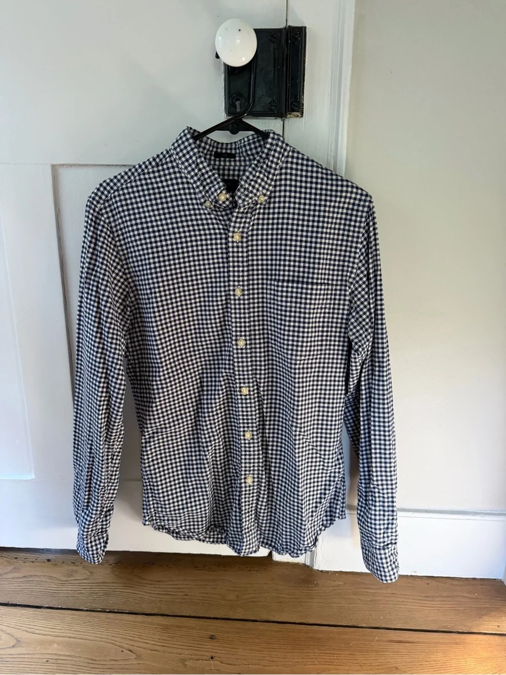 J.Crew Men’s Small Blue & White Gingham Plaid Button-Down Shirt